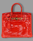 Hermès Birkin 25 Geranium Red Crocodile GHW *BRAND NEW*