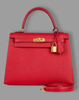 Hermes Kelly 25 Rouge Casaque GHW Epsom