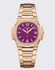 Philippe Patek Nautilus 7010/1R Quartz Rose Gold/Purple Dial With Diamonds