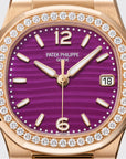 Philippe Patek Nautilus 7010/1R Quartz Rose Gold/Purple Dial With Diamonds