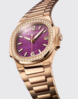 Philippe Patek Nautilus 7010/1R Quartz Rose Gold/Purple Dial With Diamonds