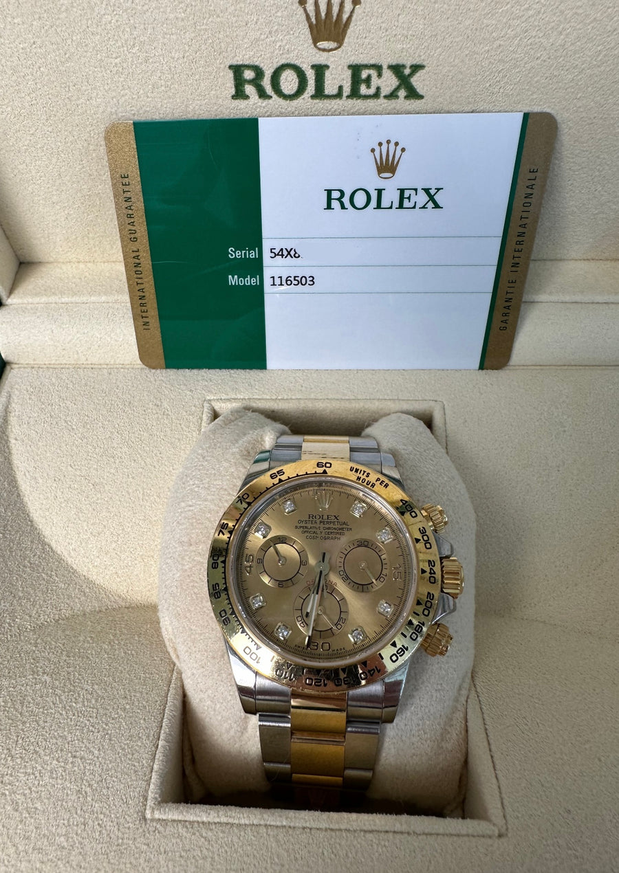 ROLEX OYSTER PERPETUAL COSMOGRAPH DAYTONA CHAMPAGNE DIAL 8 DIAMONDS